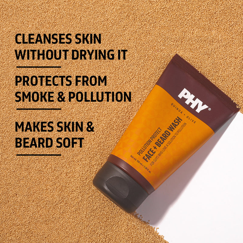 POLLUTION PROTECT FACE + BEARD WASH | NON-DRYING CLEANSE, TAN REMOVAL | ALL SKIN TYPES | 100% VEGAN