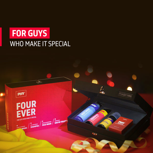 Four Ever Gift Set | Ideal gift for guys | Set of 4 products | Shampoo + Body Wash + Face Wash + Perfume | 100% Vegan